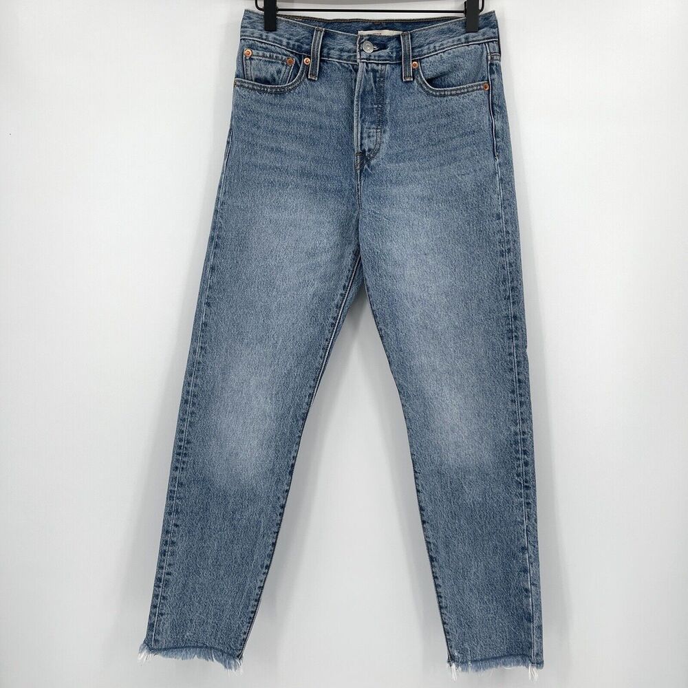 Levis Womens Jeans Size 26 Wedgie Mid Rise Button Fly Raw Hem Rigid Denim